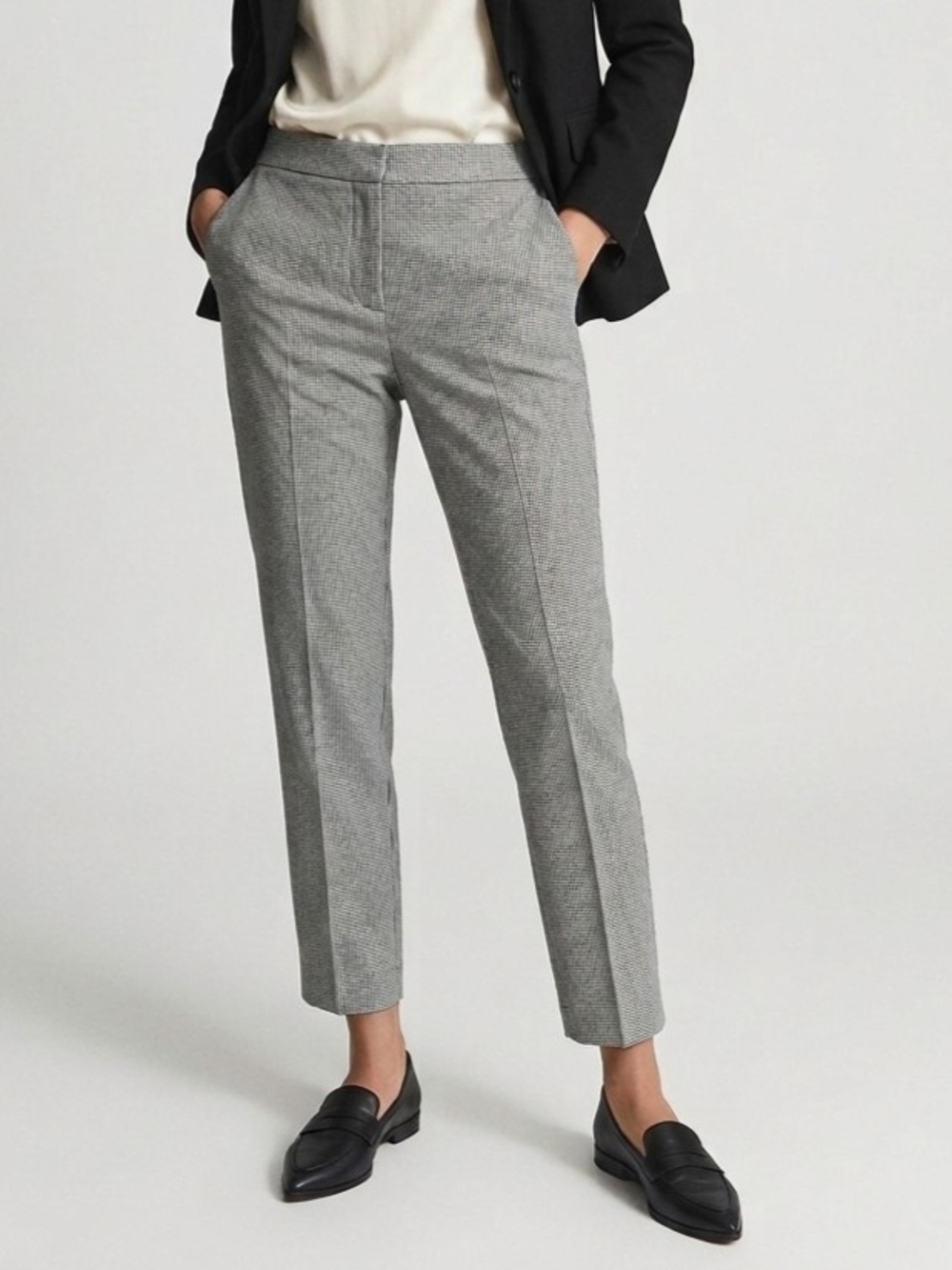 Babaton Gray Cropped Tailored Ankle Pants